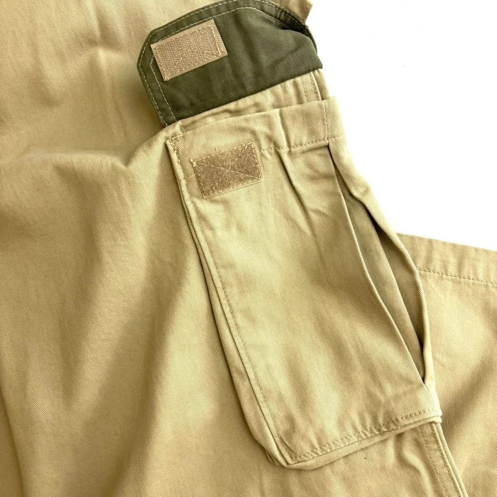 NWT PLUGG Tan Khaki Men’s Relaxed Fit Industrial Wide Leg Cargo Pants‎ 38/32L
